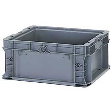 Solid Straight Wall Storage Container, 16 in L x 15 in W, Gray, Polyethylene